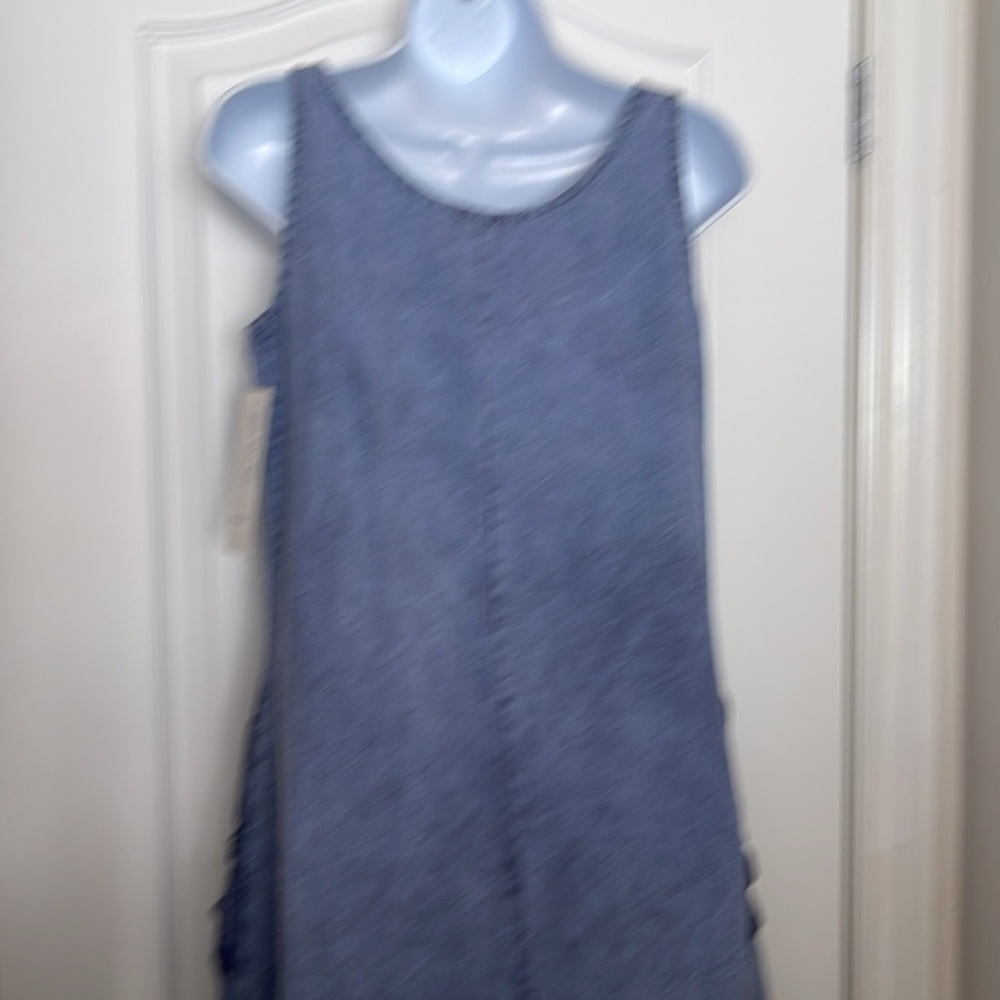 Luna Luz Lagenlook Sleeveless Pocket Washed Linen Dress - Picture 7 of 13